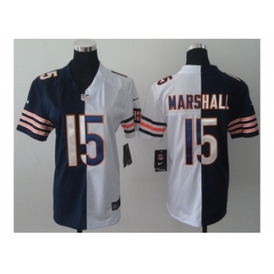Nike women nfl jerseys chicago bears #15 marshall white-blue[Elite split]