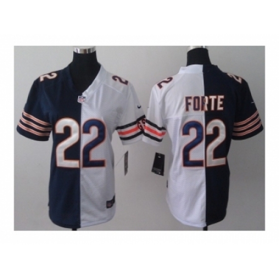 Nike women nfl jerseys chicago bears #22 matt forte white-blue[Elite split]