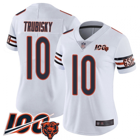 Women Chicago Bears 10 Mitchell Trubisky White Vapor Untouchable Limited Player 100th Season Football Jersey Women Chicago Bears 10 Mitchell Trubisky White Vapor Untouchable Limited Player 100th Season Football Jersey
