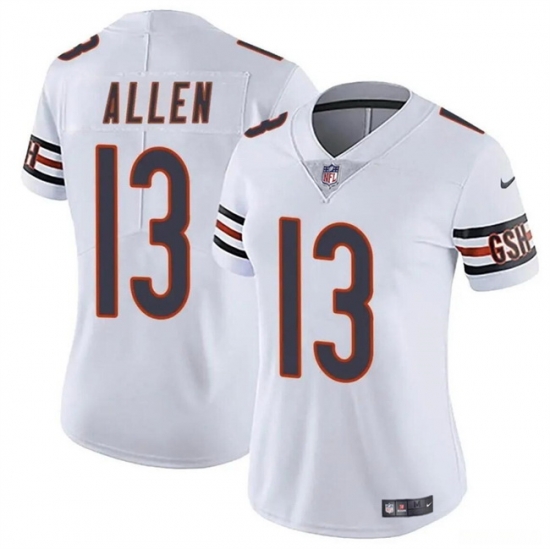 Women Chicago Bears 13 Keenan Allen White 2024 Vapor Stitched Jersey Women Chicago Bears 13 Keenan Allen White 2024 Vapor Stitched Jersey