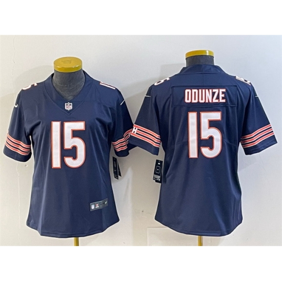 Women Chicago Bears 15 Rome Odunze Navy 2024 Draft Vapor Stitched Jersey Women Chicago Bears 15 Rome Odunze Navy 2024 Draft Vapor Stitched Jersey