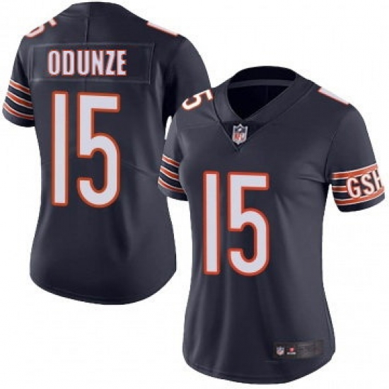 Women Chicago Bears 15 Rome Odunze Navy Vapor Stitched Jersey Women Chicago Bears 15 Rome Odunze Navy Vapor Stitched Jersey
