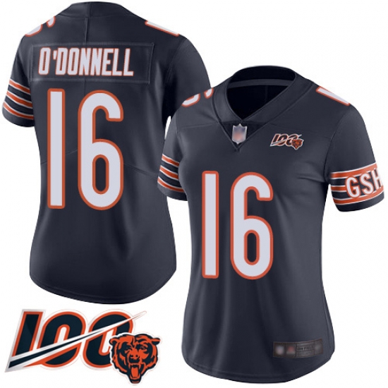 Women Chicago Bears 16 Pat ODonnell Navy Blue Team Color 100th Season Limited Football Jersey Women Chicago Bears 16 Pat ODonnell Navy Blue Team Color 100th Season Limited Football Jersey