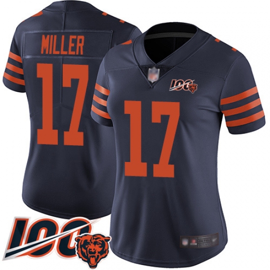 Women Chicago Bears 17 Anthony Miller Limited Navy Blue Rush Vapor Untouchable 100th Season Football Jersey Women Chicago Bears 17 Anthony Miller Limited Navy Blue Rush Vapor Untouchable 100th Season Football Jersey