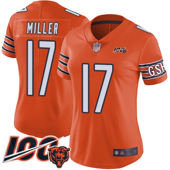 Women Chicago Bears 17 Anthony Miller Orange Alternate 100th Season Limited Football Jersey Women Chicago Bears 17 Anthony Miller Orange Alternate 100th Season Limited Football Jersey
