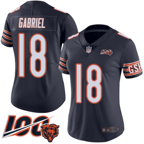 Women Chicago Bears 18 Taylor Gabriel Navy Blue Team Color 100th Season Limited Football Jersey Women Chicago Bears 18 Taylor Gabriel Navy Blue Team Color 100th Season Limited Football Jersey