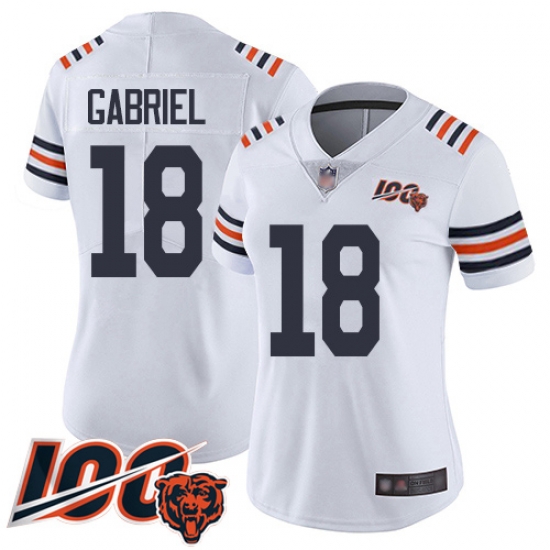 Women Chicago Bears 18 Taylor Gabriel White 100th Season Limited Football Jersey Women Chicago Bears 18 Taylor Gabriel White 100th Season Limited Football Jersey