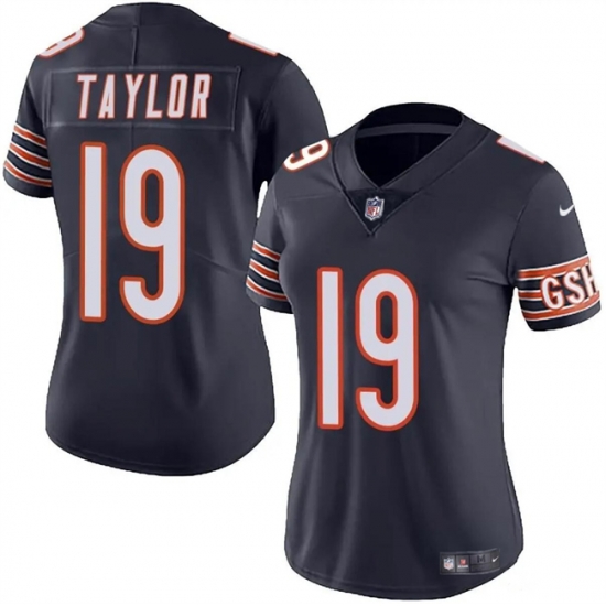 Women Chicago Bears 19 Tory Taylor Navy 2024 Vapor Stitched Jersey Women Chicago Bears 19 Tory Taylor Navy 2024 Vapor Stitched Jersey