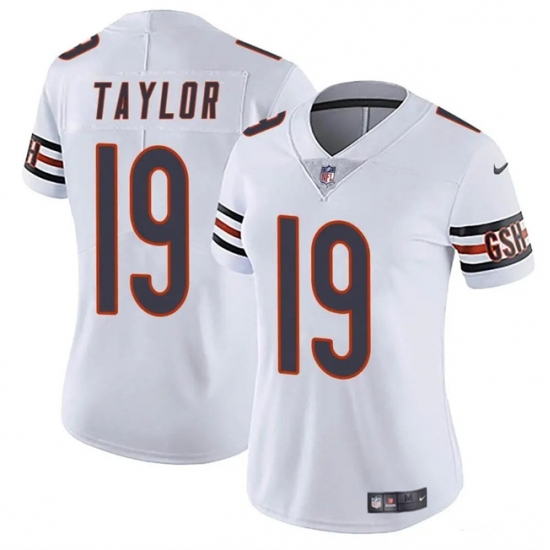 Women Chicago Bears 19 Tory Taylor White 2024 Vapor Stitched Jersey Women Chicago Bears 19 Tory Taylor White 2024 Vapor Stitched Jersey