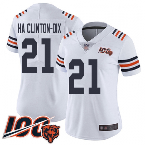 Women Chicago Bears 21 Ha Ha ClintonDix White 100th Season Limited Football Jersey Women Chicago Bears 21 Ha Ha ClintonDix White 100th Season Limited Football Jersey