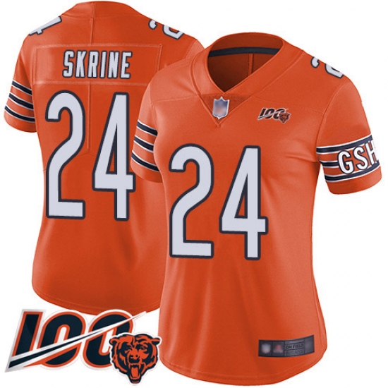 Women Chicago Bears 24 Buster Skrine Orange Alternate 100th Season Limited Football Jersey Women Chicago Bears 24 Buster Skrine Orange Alternate 100th Season Limited Football Jersey