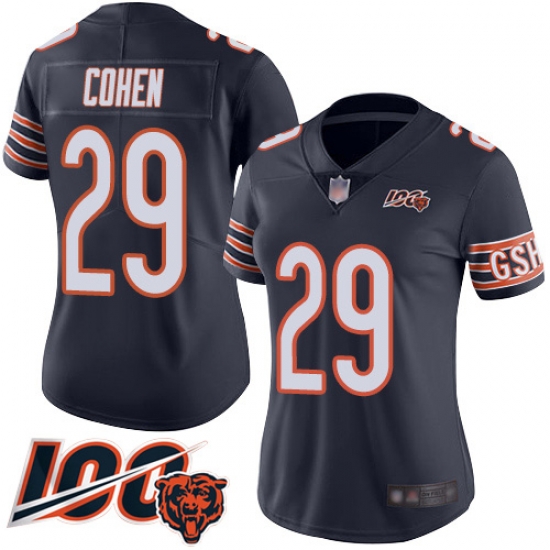 Women Chicago Bears 29 Tarik Cohen Navy Blue Team Color 100th Season Limited Football Jersey Women Chicago Bears 29 Tarik Cohen Navy Blue Team Color 100th Season Limited Football Jersey
