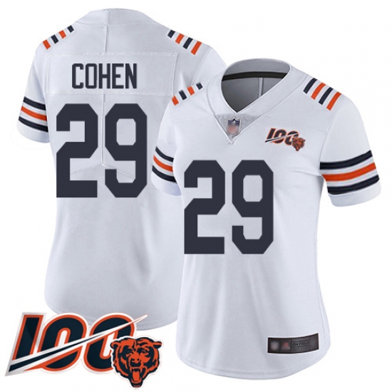 Women Chicago Bears 29 Tarik Cohen White 100th Season Limited Football Jersey Women Chicago Bears 29 Tarik Cohen White 100th Season Limited Football Jersey