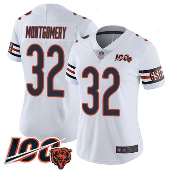Women Chicago Bears 32 David Montgomery White Vapor Untouchable Limited Player 100th Season Football Jersey Women Chicago Bears 32 David Montgomery White Vapor Untouchable Limited Player 100th Season Football Jersey