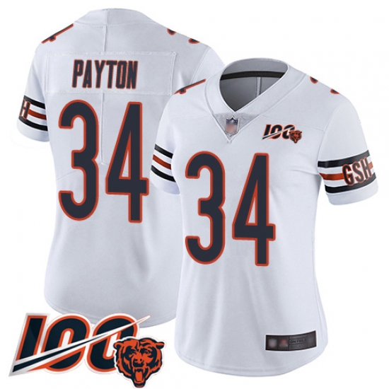 Women Chicago Bears 34 Walter Payton White Vapor Untouchable Limited Player 100th Season Football Jersey Women Chicago Bears 34 Walter Payton White Vapor Untouchable Limited Player 100th Season Football Jersey