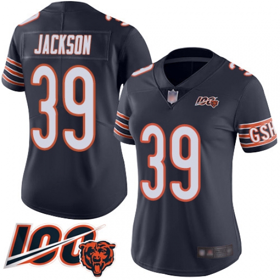 Women Chicago Bears 39 Eddie Jackson Navy Blue Team Color 100th Season Limited Football Jersey Women Chicago Bears 39 Eddie Jackson Navy Blue Team Color 100th Season Limited Football Jersey