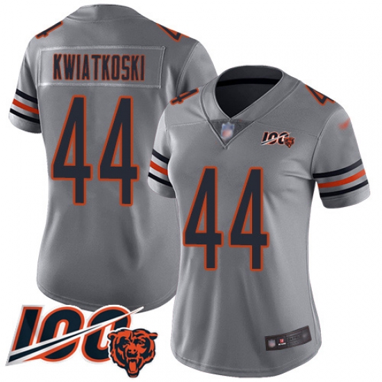 Women Chicago Bears 44 Nick Kwiatkoski Limited Silver Inverted Legend 100th Season Football Jersey Women Chicago Bears 44 Nick Kwiatkoski Limited Silver Inverted Legend 100th Season Football Jersey
