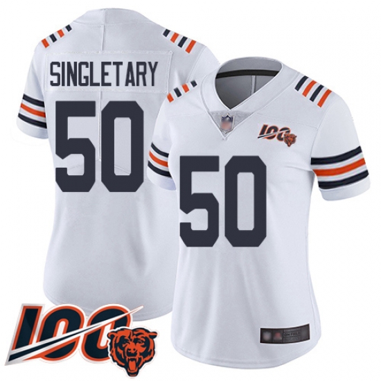 Women Chicago Bears 50 Mike Singletary White 100th Season Limited Football Jersey Women Chicago Bears 50 Mike Singletary White 100th Season Limited Football Jersey