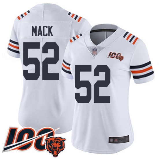 Women Chicago Bears 52 Khalil Mack White 100th Season Limited Football Jersey Women Chicago Bears 52 Khalil Mack White 100th Season Limited Football Jersey