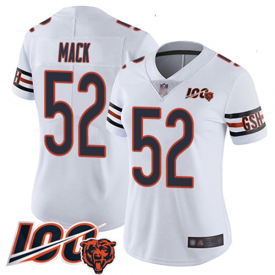 Women Chicago Bears 52 Khalil Mack White Vapor Untouchable Limited Player 100th Season Football Jersey Women Chicago Bears 52 Khalil Mack White Vapor Untouchable Limited Player 100th Season Football Jersey