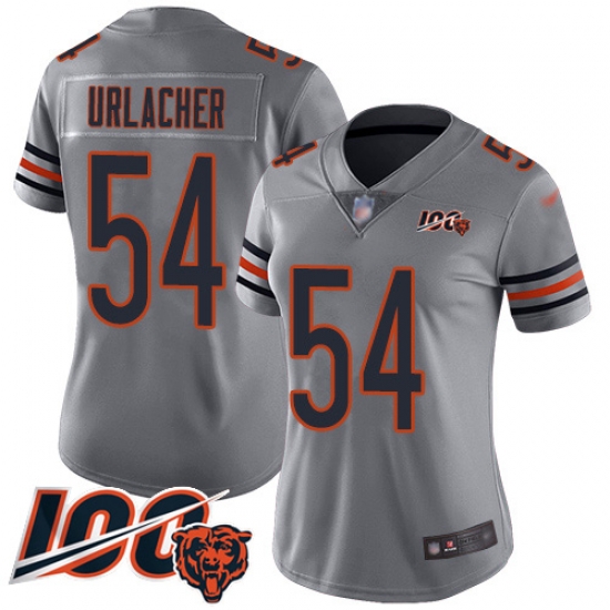 Women Chicago Bears 54 Brian Urlacher Limited Silver Inverted Legend 100th Season Football Jersey Women Chicago Bears 54 Brian Urlacher Limited Silver Inverted Legend 100th Season Football Jersey