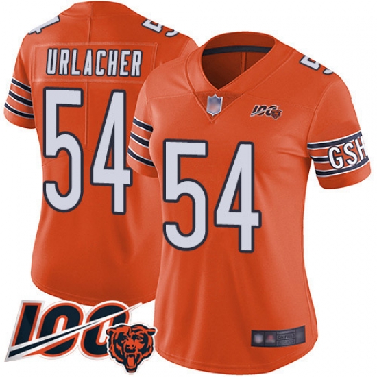 Women Chicago Bears 54 Brian Urlacher Orange Alternate 100th Season Limited Football Jersey Women Chicago Bears 54 Brian Urlacher Orange Alternate 100th Season Limited Football Jersey
