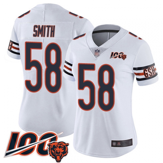 Women Chicago Bears 58 Roquan Smith White Vapor Untouchable Limited Player 100th Season Football Jersey Women Chicago Bears 58 Roquan Smith White Vapor Untouchable Limited Player 100th Season Football Jersey