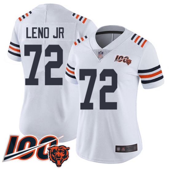 Women Chicago Bears 72 Charles Leno White 100th Season Limited Football Jersey Women Chicago Bears 72 Charles Leno White 100th Season Limited Football Jersey