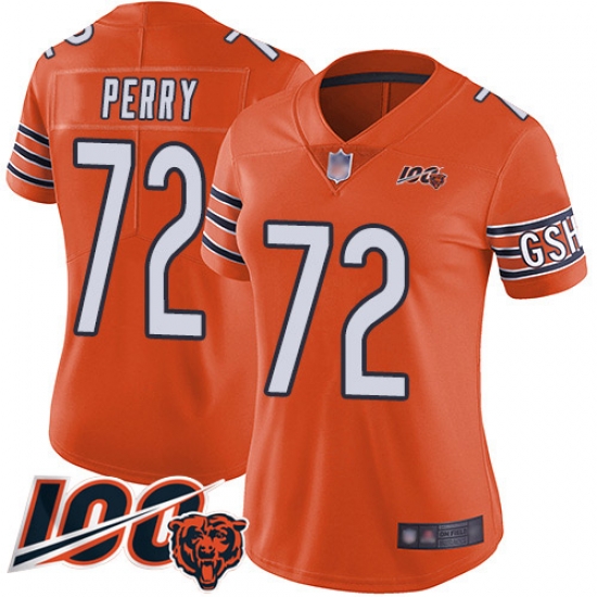 Women Chicago Bears 72 William Perry Orange Alternate 100th Season Limited Football Jersey Women Chicago Bears 72 William Perry Orange Alternate 100th Season Limited Football Jersey