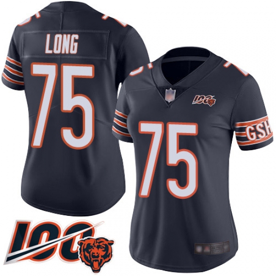 Women Chicago Bears 75 Kyle Long Navy Blue Team Color 100th Season Limited Football Jersey Women Chicago Bears 75 Kyle Long Navy Blue Team Color 100th Season Limited Football Jersey