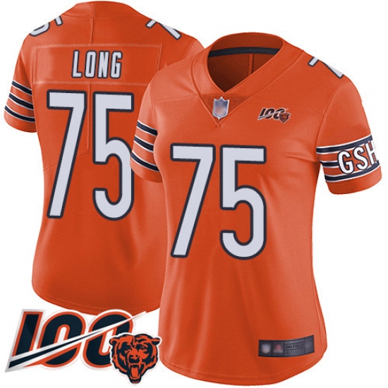 Women Chicago Bears 75 Kyle Long Orange Alternate 100th Season Limited Football Jersey Women Chicago Bears 75 Kyle Long Orange Alternate 100th Season Limited Football Jersey