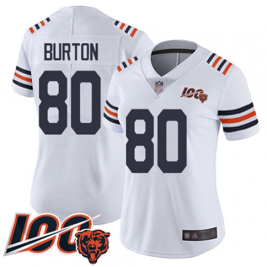 Women Chicago Bears 80 Trey Burton White 100th Season Limited Football Jersey Women Chicago Bears 80 Trey Burton White 100th Season Limited Football Jersey