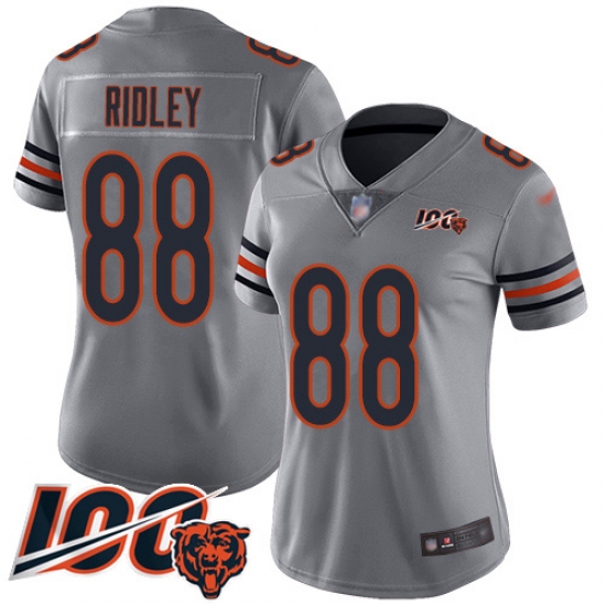 Women Chicago Bears 88 Riley Ridley Limited Silver Inverted Legend 100th Season Football Jersey Women Chicago Bears 88 Riley Ridley Limited Silver Inverted Legend 100th Season Football Jersey