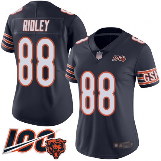 Women Chicago Bears 88 Riley Ridley Navy Blue Team Color 100th Season Limited Football Jersey Women Chicago Bears 88 Riley Ridley Navy Blue Team Color 100th Season Limited Football Jersey
