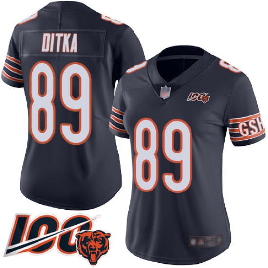 Women Chicago Bears 89 Mike Ditka Navy Blue Team Color 100th Season Limited Football Jersey Women Chicago Bears 89 Mike Ditka Navy Blue Team Color 100th Season Limited Football Jersey