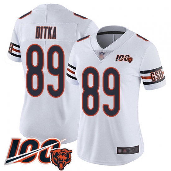 Women Chicago Bears 89 Mike Ditka White Vapor Untouchable Limited Player 100th Season Football Jersey Women Chicago Bears 89 Mike Ditka White Vapor Untouchable Limited Player 100th Season Football Jersey