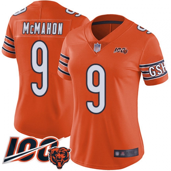 Women Chicago Bears 9 Jim McMahon Orange Alternate 100th Season Limited Football Jersey Women Chicago Bears 9 Jim McMahon Orange Alternate 100th Season Limited Football Jersey