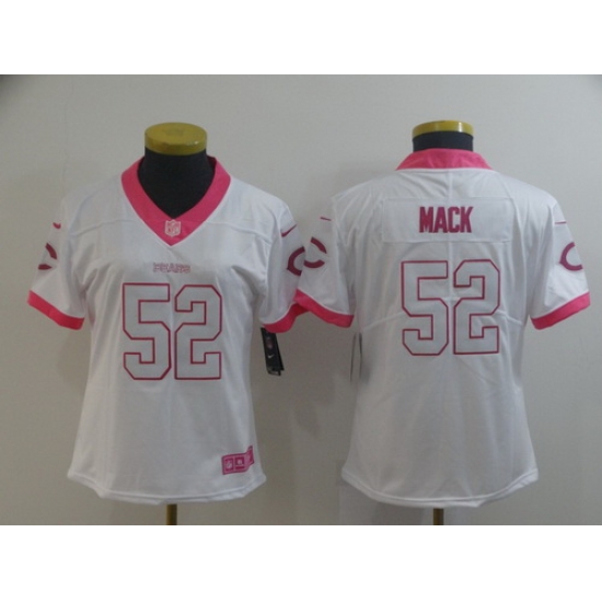 Women Nike Bears 52 Khalil Mack White Pink Rush Limited Jersey Women Nike Bears 52 Khalil Mack White Pink Rush Limited Jersey