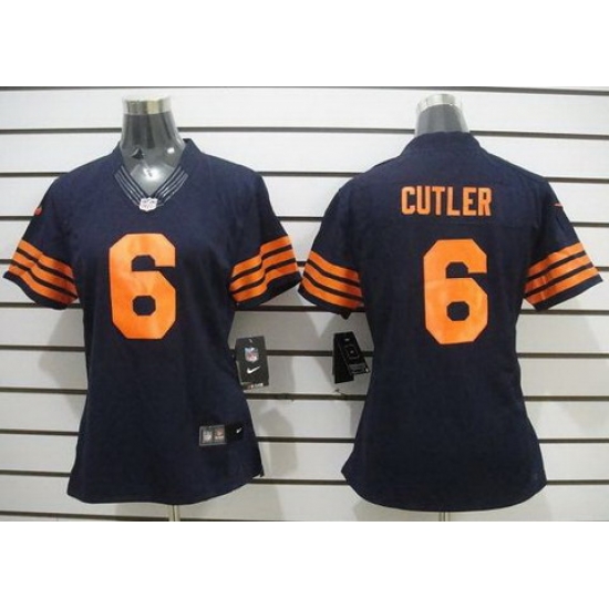 Women Nike Chicago Bears 6# Jay Cutler Blue NFL Jerseys Orange Number Women Nike Chicago Bears 6# Jay Cutler Blue NFL Jerseys Orange Number