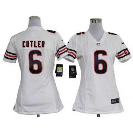Women Nike Chicago Bears 6# Jay Cutler White Jersey Women Nike Chicago Bears 6# Jay Cutler White Jersey