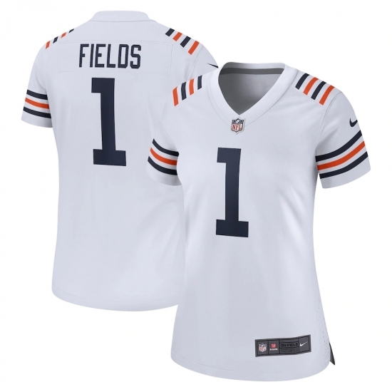 Women's Chicago Bears #1 Justin Fields Nike White 2021 NFL Draft First Round Pick Alternate Classic Limited Jersey Women's Chicago Bears #1 Justin Fields Nike White 2021 NFL Draft First Round Pick Alternate Classic Limited Jersey