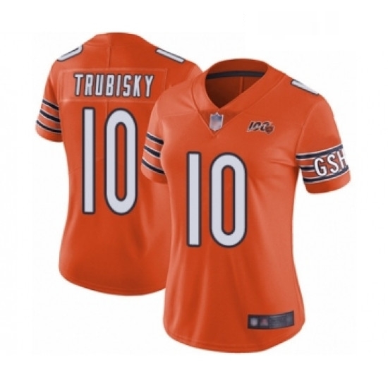 Womens Chicago Bears 10 Mitchell Trubisky Orange Alternate 100th Season Limited Football Jersey Womens Chicago Bears 10 Mitchell Trubisky Orange Alternate 100th Season Limited Football Jersey