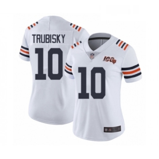 Womens Chicago Bears 10 Mitchell Trubisky White 100th Season Limited Football Jersey Womens Chicago Bears 10 Mitchell Trubisky White 100th Season Limited Football Jersey