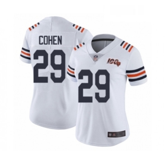 Womens Chicago Bears 29 Tarik Cohen White 100th Season Limited Football Jersey Womens Chicago Bears 29 Tarik Cohen White 100th Season Limited Football Jersey