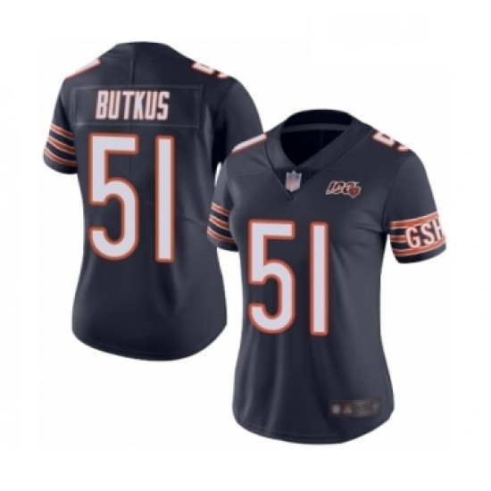 Womens Chicago Bears 51 Dick Butkus Navy Blue Team Color 100th Season Limited Football Jersey Womens Chicago Bears 51 Dick Butkus Navy Blue Team Color 100th Season Limited Football Jersey