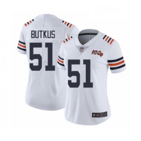 Womens Chicago Bears 51 Dick Butkus White 100th Season Limited Football Jersey Womens Chicago Bears 51 Dick Butkus White 100th Season Limited Football Jersey