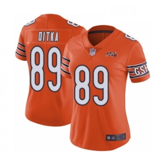 Womens Chicago Bears 89 Mike Ditka Orange Alternate 100th Season Limited Football Jersey Womens Chicago Bears 89 Mike Ditka Orange Alternate 100th Season Limited Football Jersey