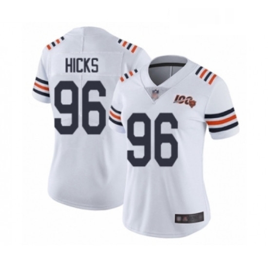 Womens Chicago Bears 96 Akiem Hicks White 100th Season Limited Football Jersey Womens Chicago Bears 96 Akiem Hicks White 100th Season Limited Football Jersey