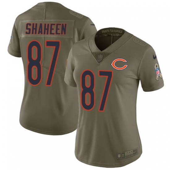 Womens Nike Bears #87 Adam Shaheen Olive Stitched NFL Limited 2017 Salute to Service Jersey Womens Nike Bears #87 Adam Shaheen Olive Stitched NFL Limited 2017 Salute to Service Jersey