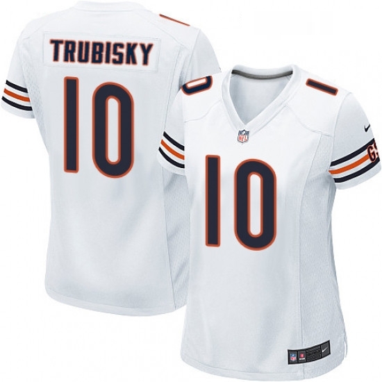 Womens Nike Chicago Bears 10 Mitchell Trubisky Game White NFL Jersey Womens Nike Chicago Bears 10 Mitchell Trubisky Game White NFL Jersey